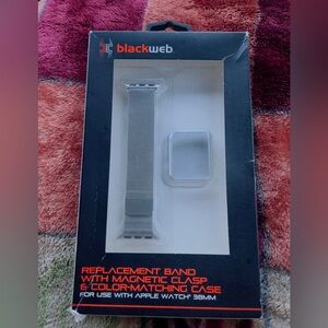 38mm Blackweb Silver Magnetic Clasp Watch Band